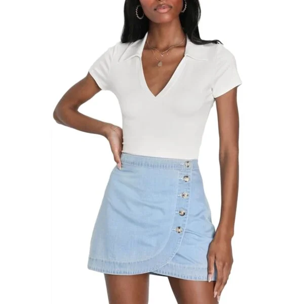 Buttoned Denim Skirt
