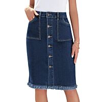 Dark Wash Denim Midi Skirt