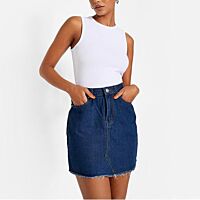 Denim Raw Hem Skirt