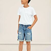 Distressed Denim Bermuda Shorts
