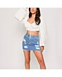Denim Skirt With Frayed Hem