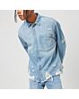 Distressed Slim Denim Shirt