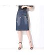 Denim Pencil Midi Skirt