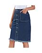 Dark Wash Denim Midi Skirt