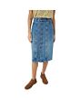 Button Front Denim Midi Skirt