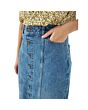 Button Front Denim Midi Skirt