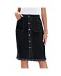 Black Raw Hem Denim Skirt