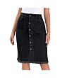 Black Raw Hem Denim Skirt