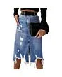 Distressed Midi Denim Skirt