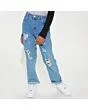 Distressed Straight Leg Jeans