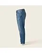 Men's athletic taper jeans, made to measure, mid wash, side view