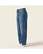 Women's barrel jeans, made to measure, mid wash, side view