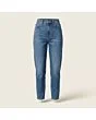 Women's mom jeans, made to measure, mid wash, front view
