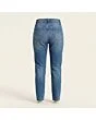 Women's mom jeans, made to measure, mid wash, back view showing the pockets and yoke
