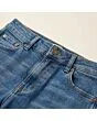 Close-up of the waistband, button and fly on women's skinny jeans