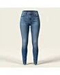 Women's skinny jeans, made to measure, mid wash, front view