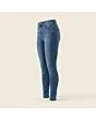 Women's skinny jeans, made to measure, mid wash, side view