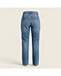 Women's straight jeans, made to measure, mid wash, back view showing the pockets and yoke