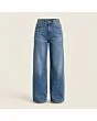 Women's wide leg jeans, made to measure, mid wash, front view