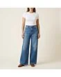 Women's wide leg jeans, made to measure, worn on a model