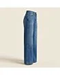 Women's wide leg jeans, made to measure, mid wash, side view