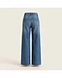 Women's wide leg jeans, made to measure, mid wash, back view showing the pockets and yoke
