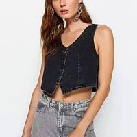 Black Denim Vest