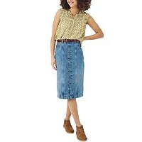 Button Front Denim Midi Skirtt