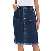 Dark Wash Denim Midi Skirt