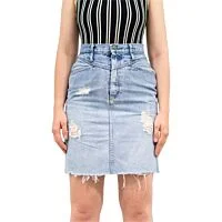 Distressed Mini Denim Skirt