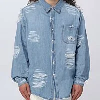 Distressed Oversized Denim Shirt