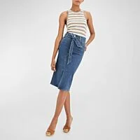 Long Pencil Denim Skirt