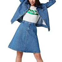 Midi A-Line Denim Skirt