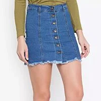 Mini Frayed Denim Skirt