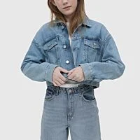 Oversized Cropped Denim Jacket