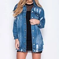 Oversized Distressed Denim Jacket