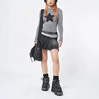 Pleated denim Skirt