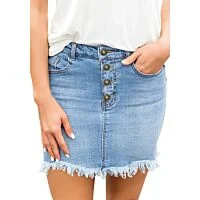 Raw Edge Denim Mini Skirt