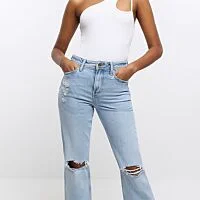 Ripped Straight Jeans