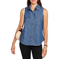 Sleeveless Chambray Shirt