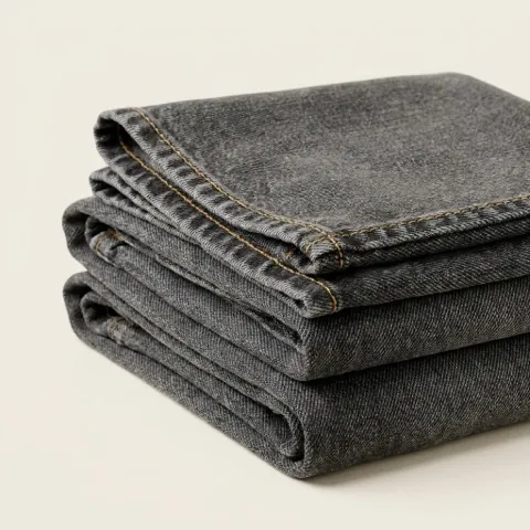 Close-up of grey denim with a soft, even surface