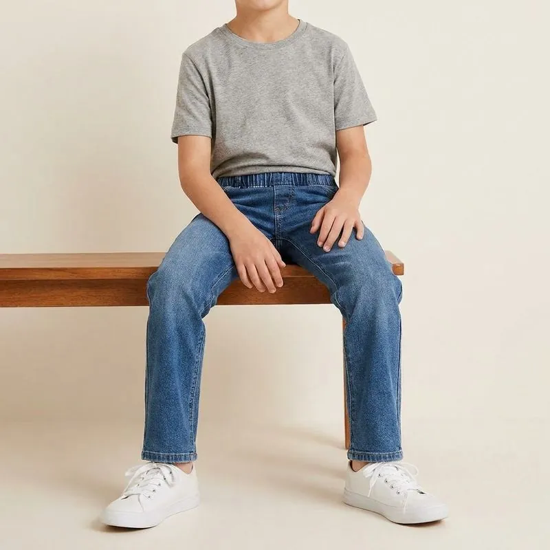 Adaptive Jeans for Kids: Kids' Pull-On Adaptive Jeans jeans worn on a model