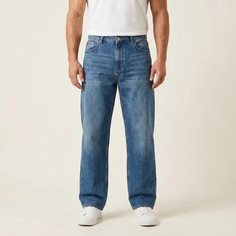 Men's Relaxed Fit Jeans worn on a model