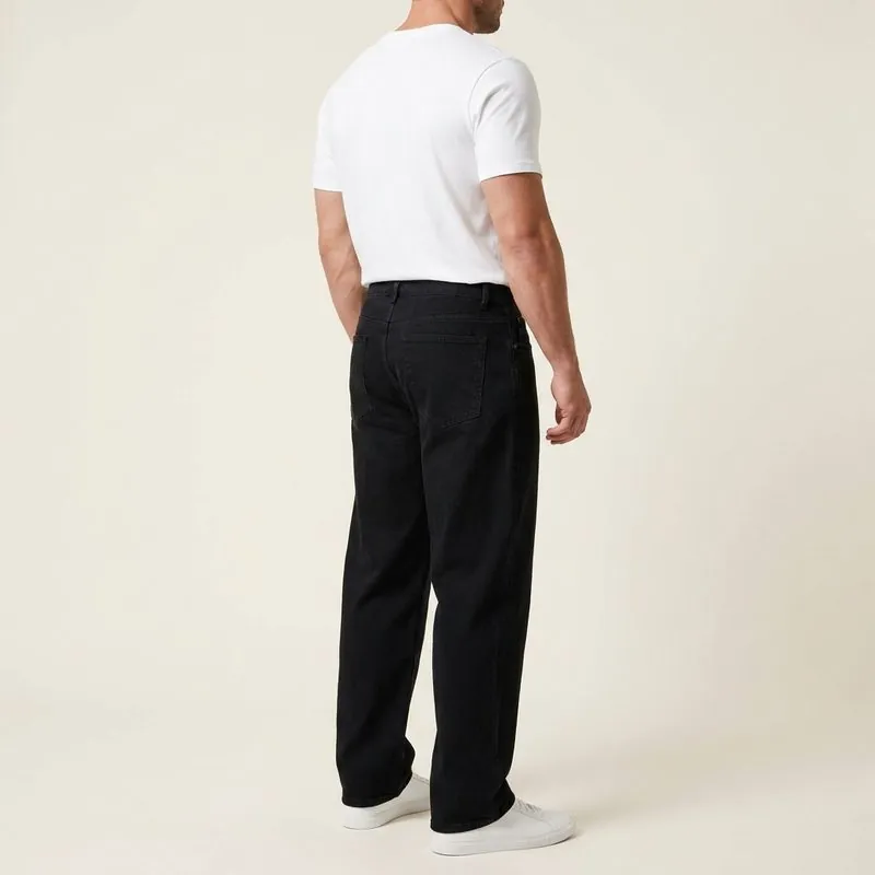Jeans for Athletic Thighs: Relaxed jeans worn on a model
