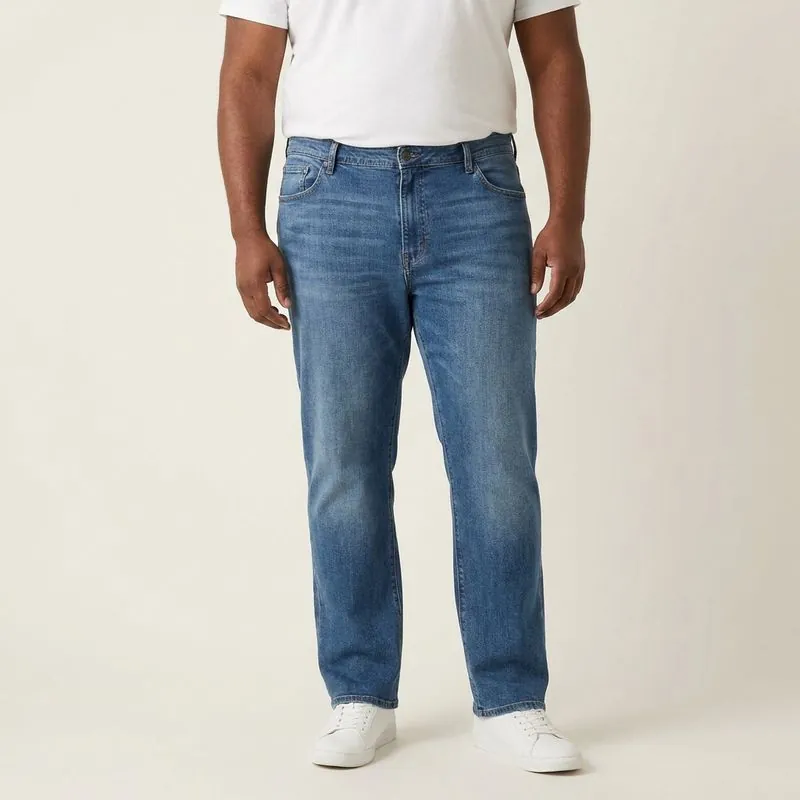 Men's Straight Leg Jeans worn on a model