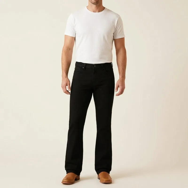 Bootcut jeans worn by a man with a triangle body shape