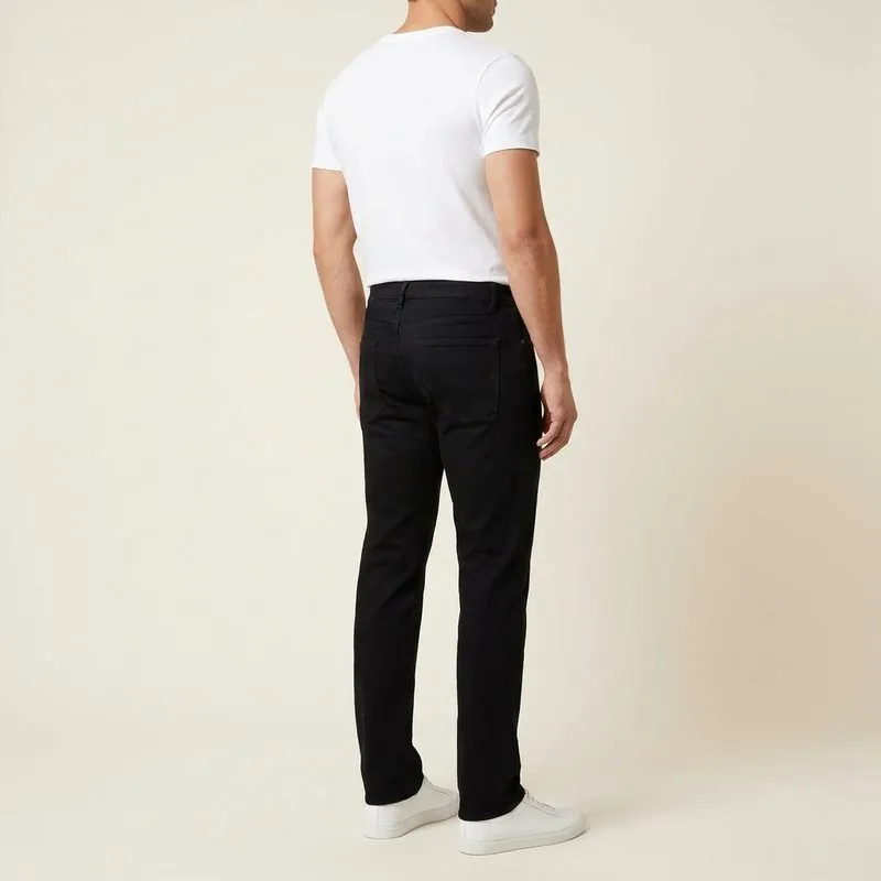 Straight jeans worn by a man with a triangle body shape, back view