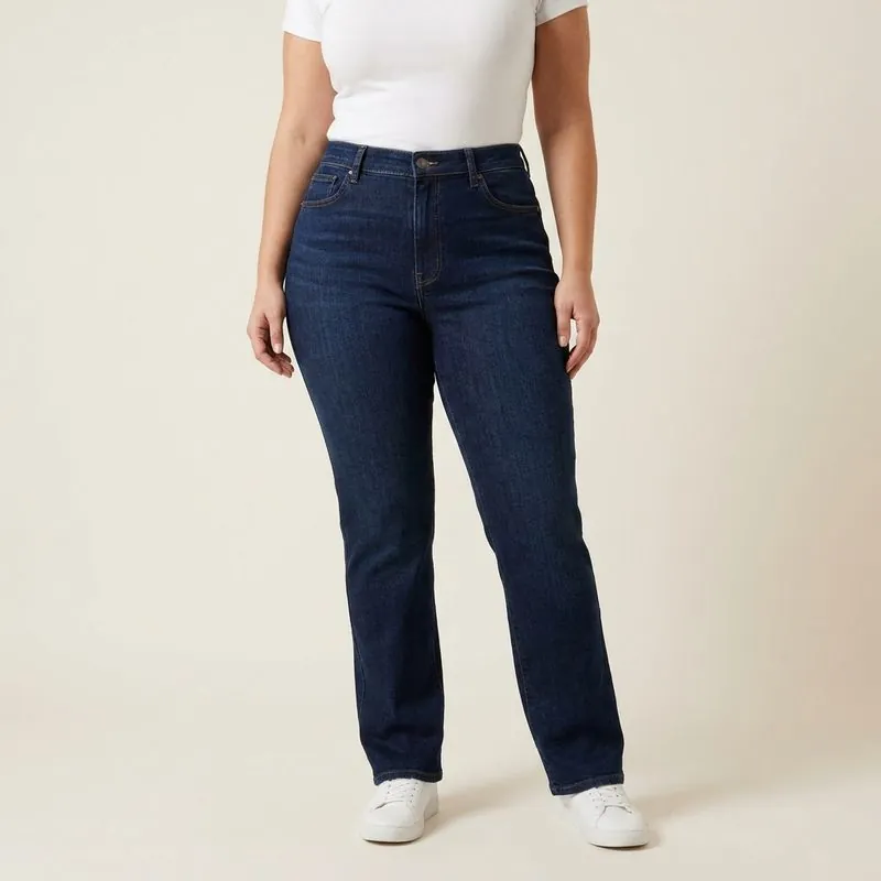 Women's Straight Leg Jeans worn on a model