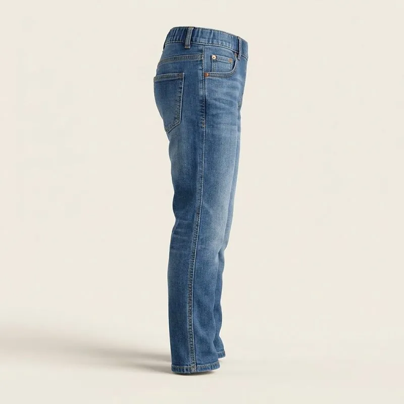 Side view of children's pull-on jeans