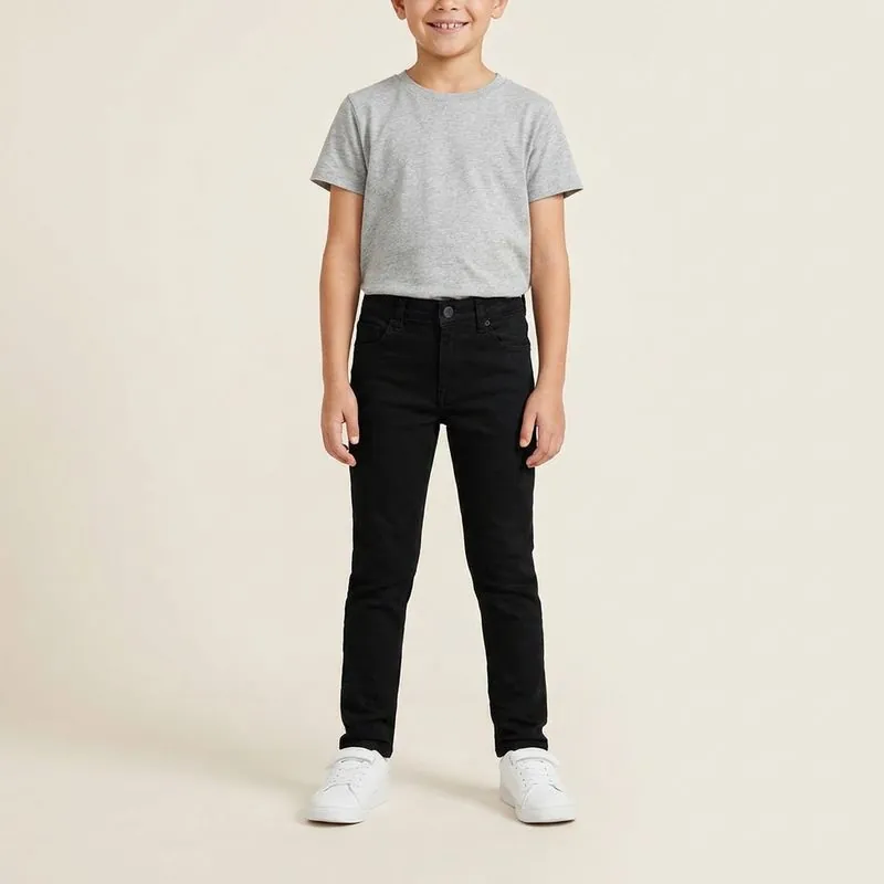 Kids' Slim Custom Jeans in black, worn on a model